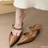 Fashion Summer New women Fashionable Thin Heel Pointed Middle Heel Small Cap Half Slippers for Wearing Simple Versatile Women's Shoes