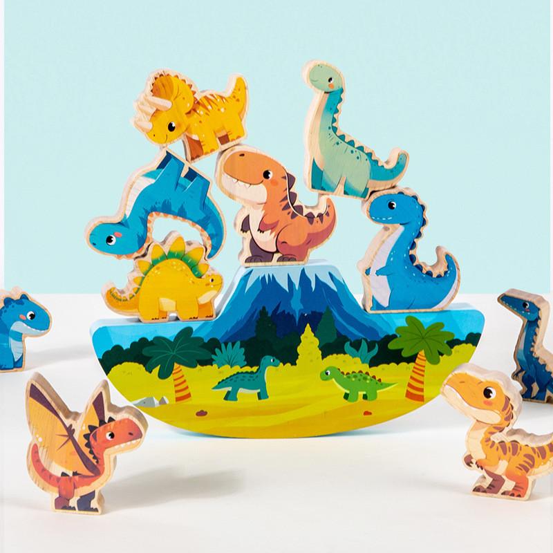 Stacking Balance Dinosaur Blocks Puzzle Toy For Kids Early Learning Play And