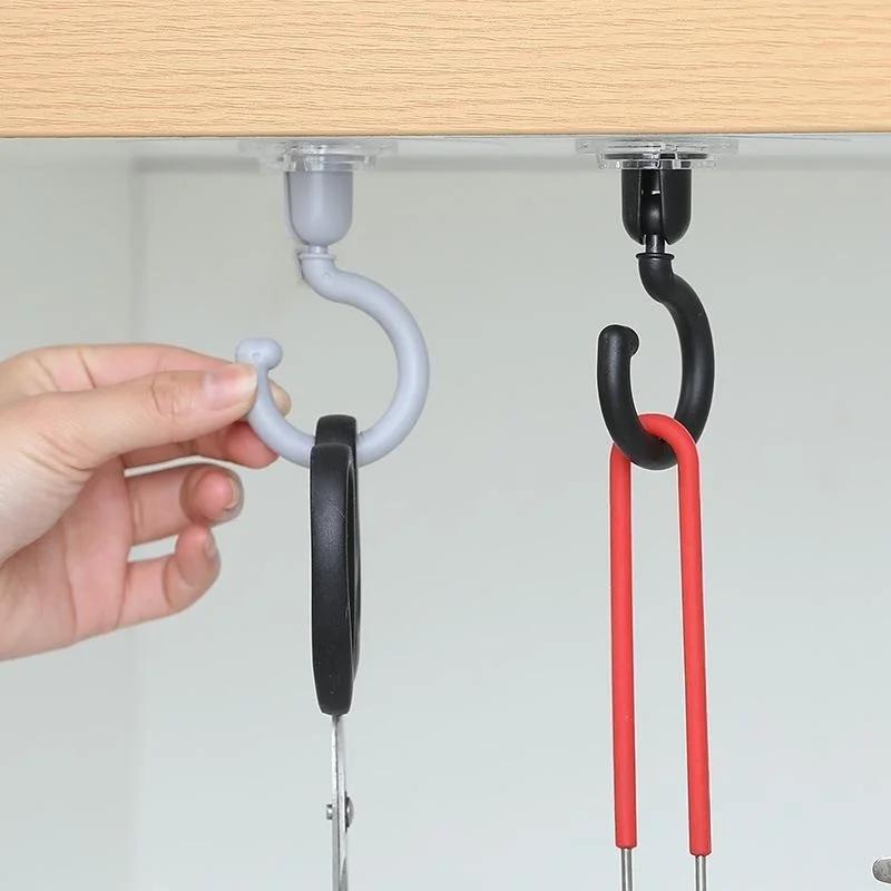 Household Convenience Rotary Strong Hook Multifunction Adhesive Hook Kitchen Bathroom Wall Hanging Door Back Coat Hook Tools