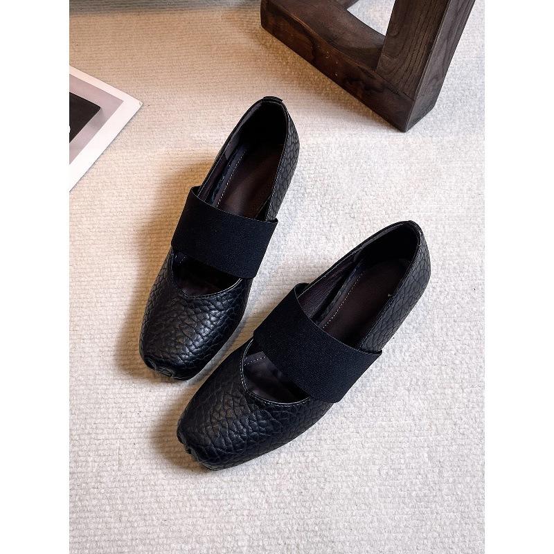 Cowhide~ Inner Height Increase 5cm Retro Mary Jane Shoes Female Elephant Pattern Design Ballet Super Soft Fashion Single Shoes