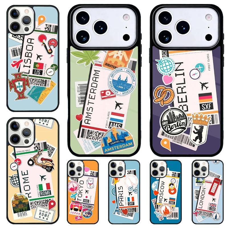 BOARDING PASS Phone Case for iPhone 17 Air 16 15 11 12 14 13 Pro Max Shockproof Cover