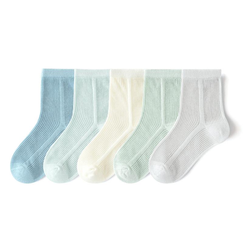 5 Pairs Baby Socks Summer Cotton Socks Thin Mesh Sock Boys Girls Spring Crew Socks Solid