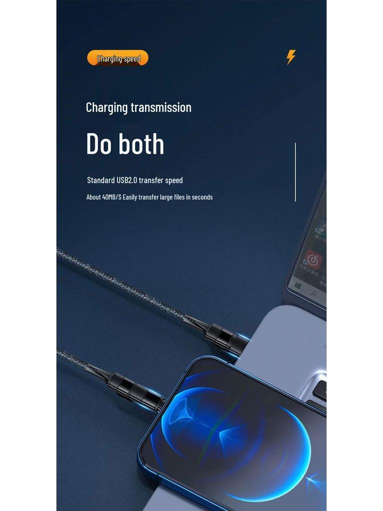 PD Two-in-One Braided Fast Charging Cable for Apple & Huawei