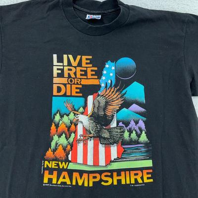 Vintage 1989 New Hampshire Live Free or Die Eagle Tee Shirt FITS L/XL Biker USA Unisex T-Shirt