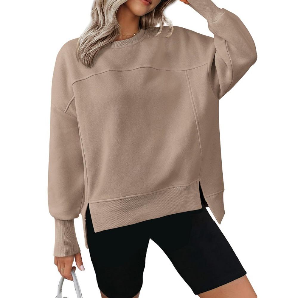 New Autumn and Winter Round-neck Long-sleeved Split Casual Loose and Versatile Hoodie