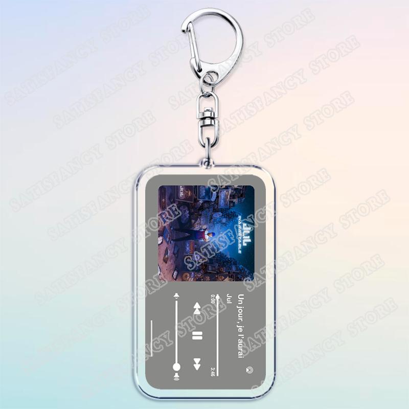 Rappeur Français JUL Musique Chansons Porte-clés pour Femmes Accessoires Sac Rap Marseille Oh Qu'elle Est Belle Porte-clés Bijoux Cadeaux Fans gray