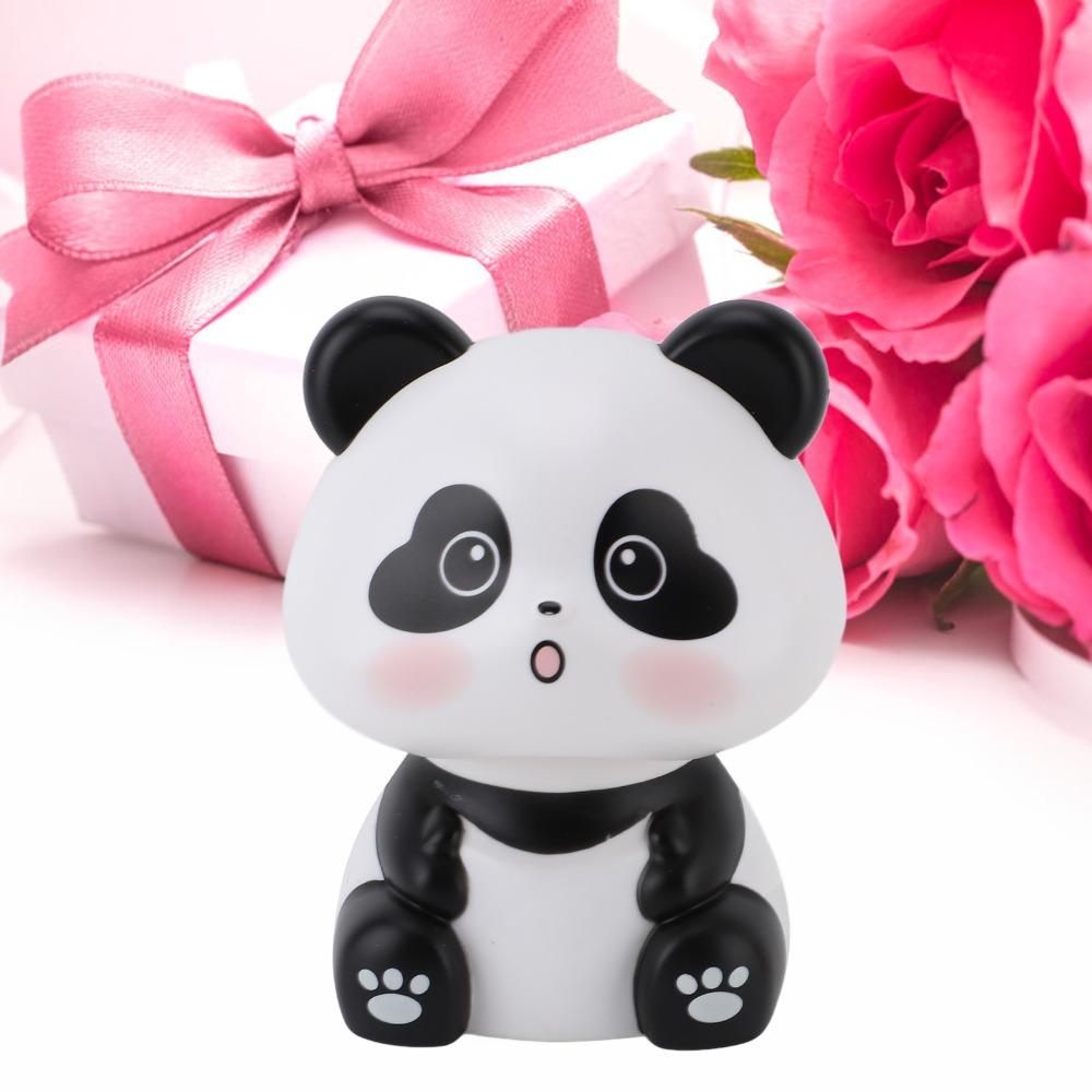 ABS Solar Panda Figurine White Light Operated Panda Decor Outdoor Porch Decoration