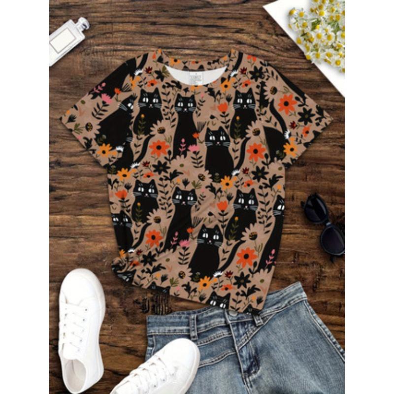 Casual Ladies Short Sleeve Fashion Printed Top Loose T-Shirts Women’s