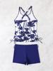 2026 Women's Coconut Tree Print Tankini Set with High-Waisted Briefs