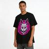 Dark Style Red-Eyed Rabbit Print Cool Trendy Casual Crewneck T-Shirt Pure Cotton T-shirt