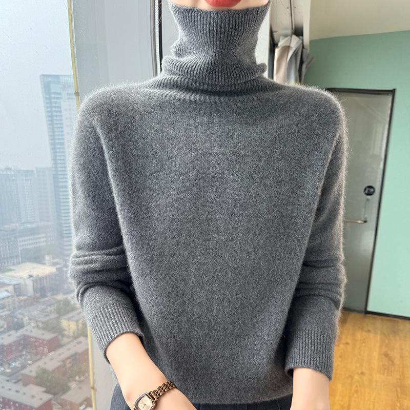 Women's Cashmere High-Neck Sweater, 2025 Style: Thickened Saddle Shoulder, High-End Fashion, Loose Fit