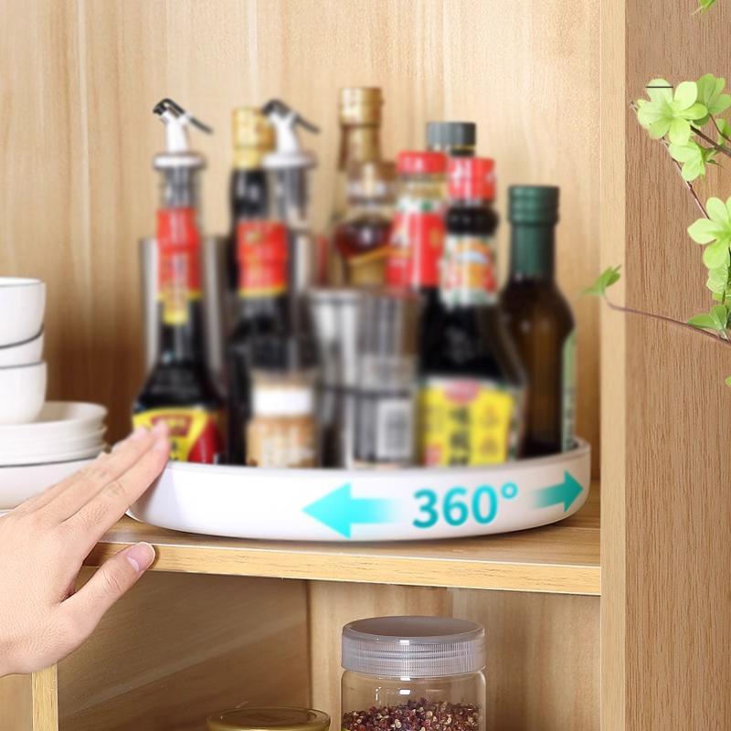 Multi-function 360 Rotating Seasoning Storage Rack Shelf Rotating Spice Rack Non-slip Waterproof Kitchen Organizer Accessories