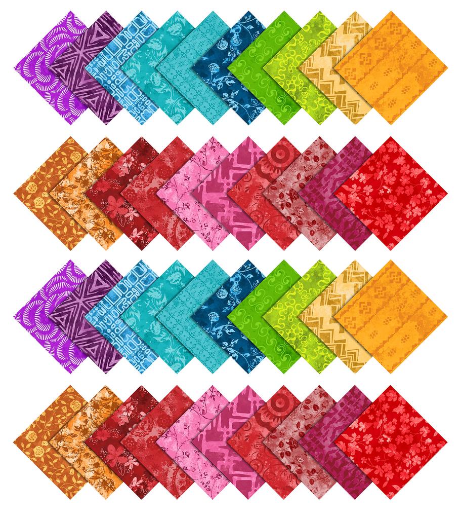 Soimoi Batikovaný potisk, předřezaný, 5palcový, bavlněný materiál, prošívané čtverce, sada přívěsků, DIY, patchwork, šití