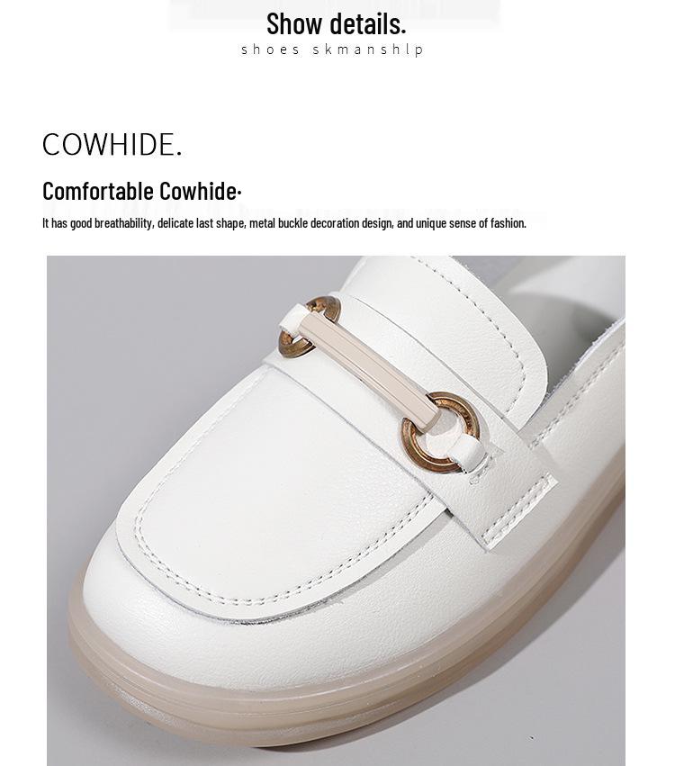 Damen Loafer im koreanischen Stil aus weichem Leder mit Metallschnalle - Herbst/Winter Lässige vielseitige Schuhe