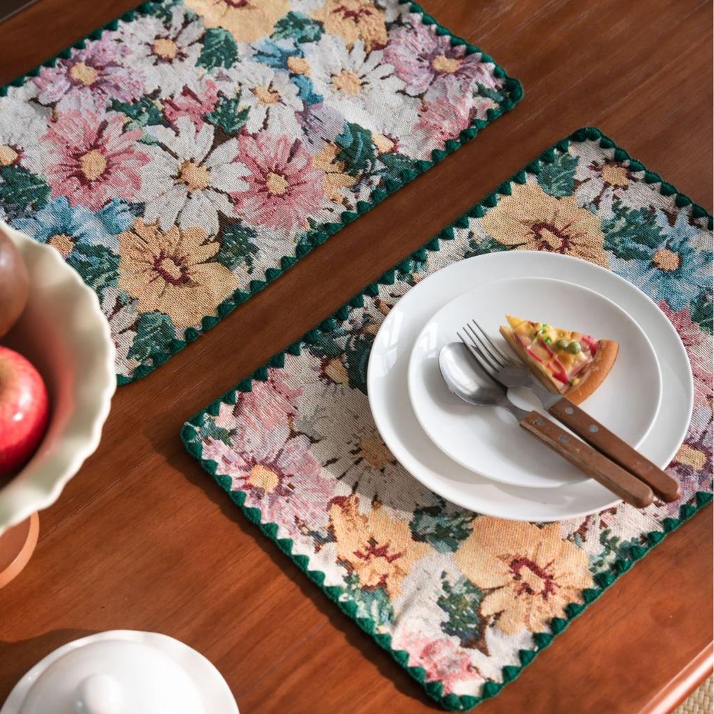 Tovagliette all'americana per tavolo da pranzo Tovagliette all'americana in lino di cotone Tovagliette all'americana in tessuto intrecciato per tavolo da cucina di campagna Tovagliette da tavola in cotone 30x45cm