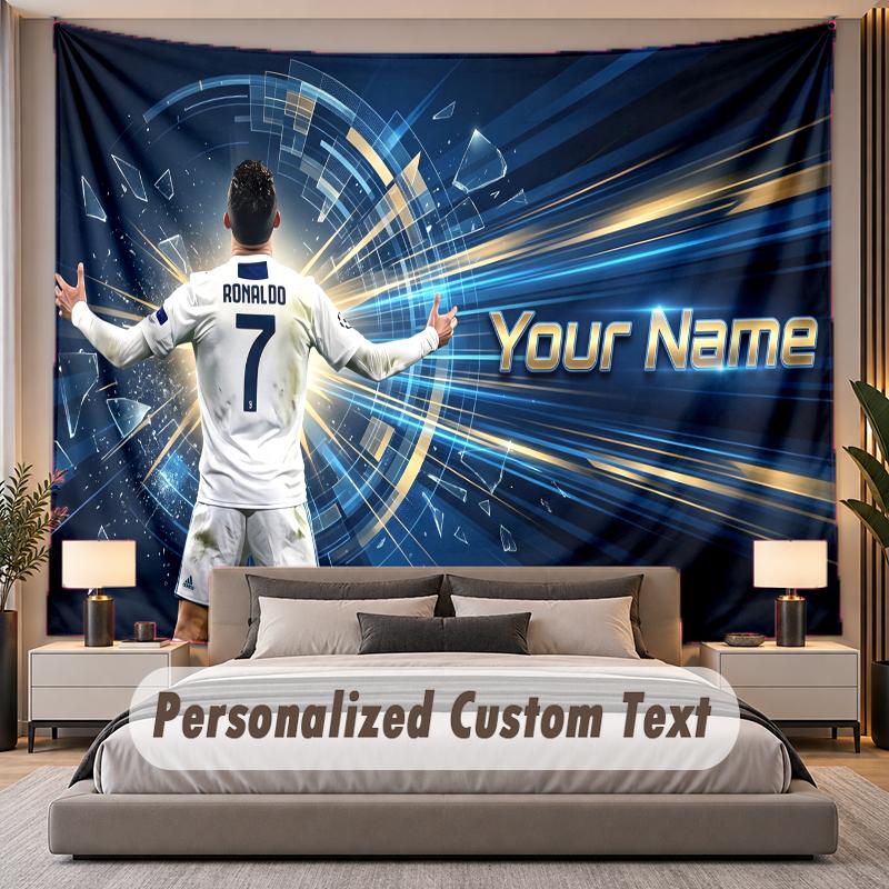 Custom Name Text Tapestry Cristiano Ronaldo Personalized Polyester Wall Tapestry For Bedroom And Room