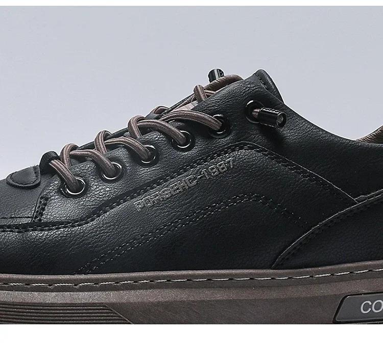 Herren Frühling Neue Atmungsaktive Weiße Schuhe Canvas Sneaker Leder Freizeitschuhe, Modische Schuhe