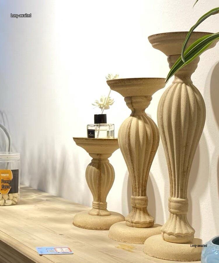 Vintage-Style Wooden Candle Holder - Rustic Decor & Photography Prop