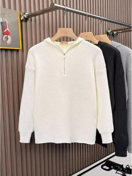 Men's Winter Half-Zip Hooded Knitwear: Trendy Loose Fit Sweater for Couples