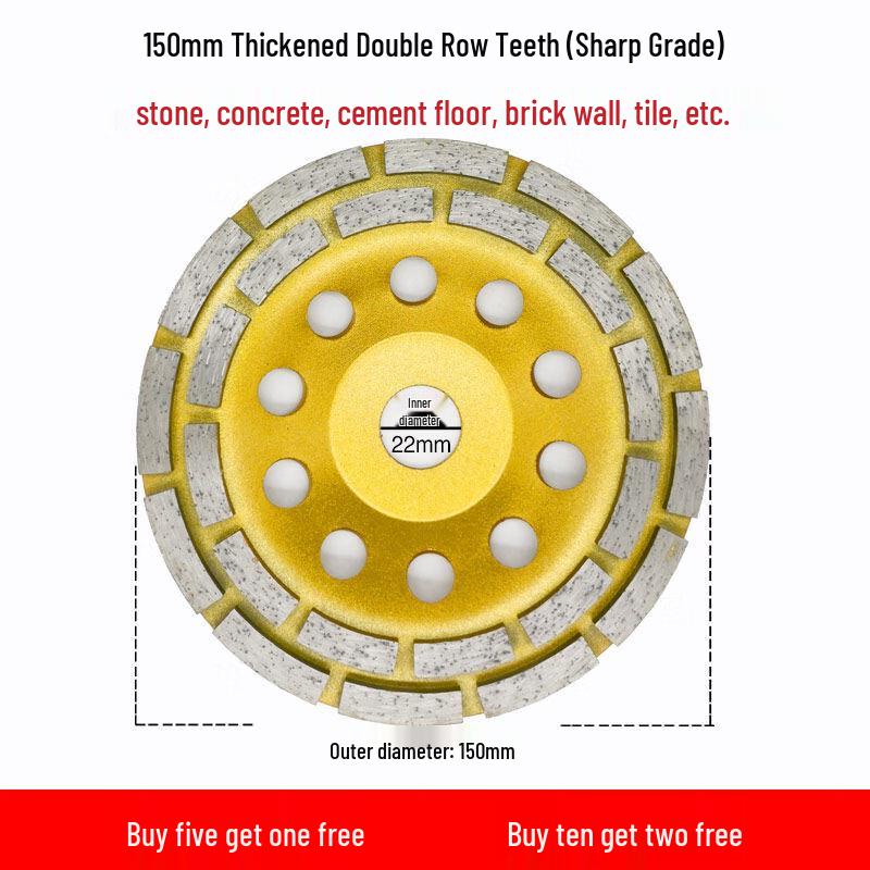 Jundingying 150mm Thickened Double-Row Diamond Grinding Disc