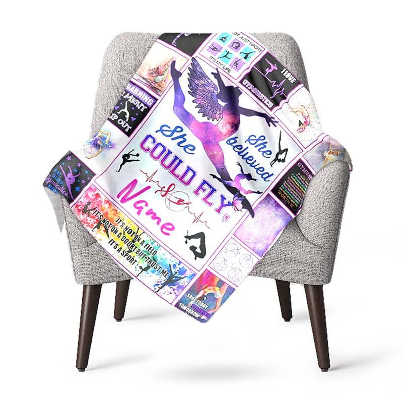 Gymnast Customize Your Name Blanket Used For Chair Office Sofa Bed Camping Soft And Warm Giving Friends And Relatives Birthday Graduation Gift