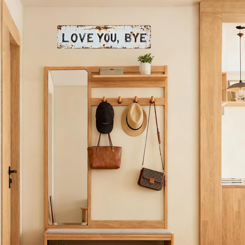 Love You Bye Metallschild, Love You, Bye – Vintage Metallwand Schild, Für klassische Bauernhaus Küchen, Flur Eingangsbereich