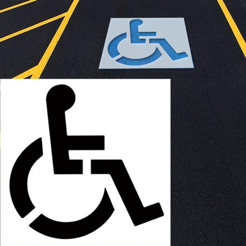 Handicap Parking Stencil Handicap Paint Template Weather-Resistant High-Visibility Pavement Marking Signs For Disabled Road
