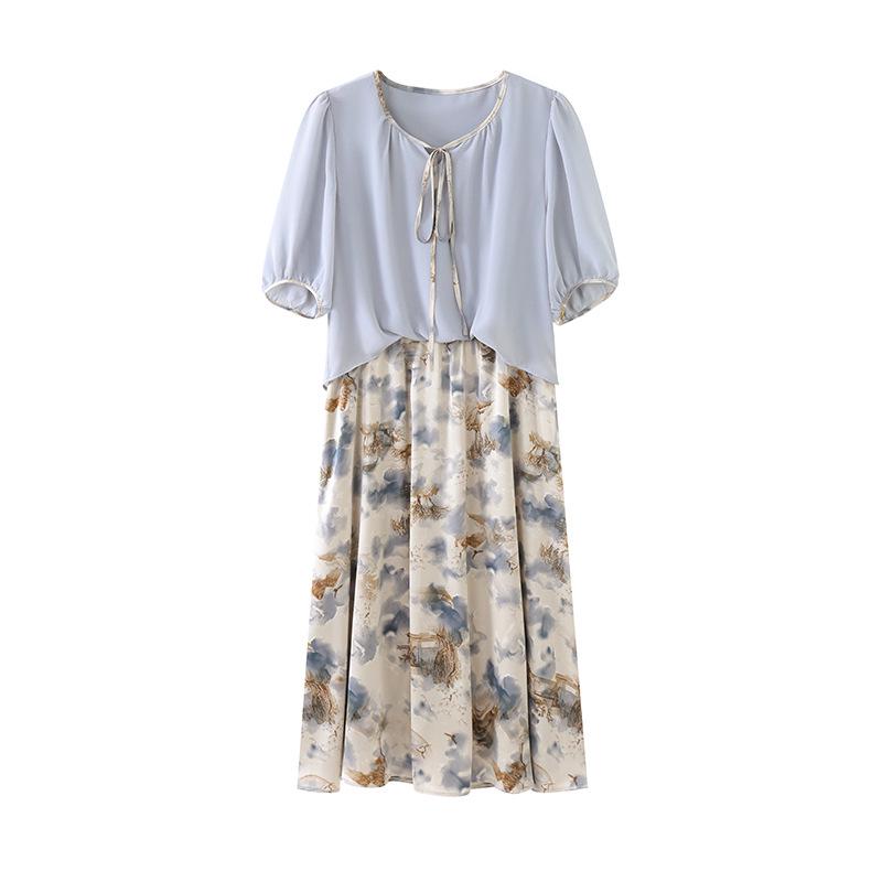 Elegant Floral Chiffon Dress - Summer 2026 Collection for Middle-Aged & Elderly Women