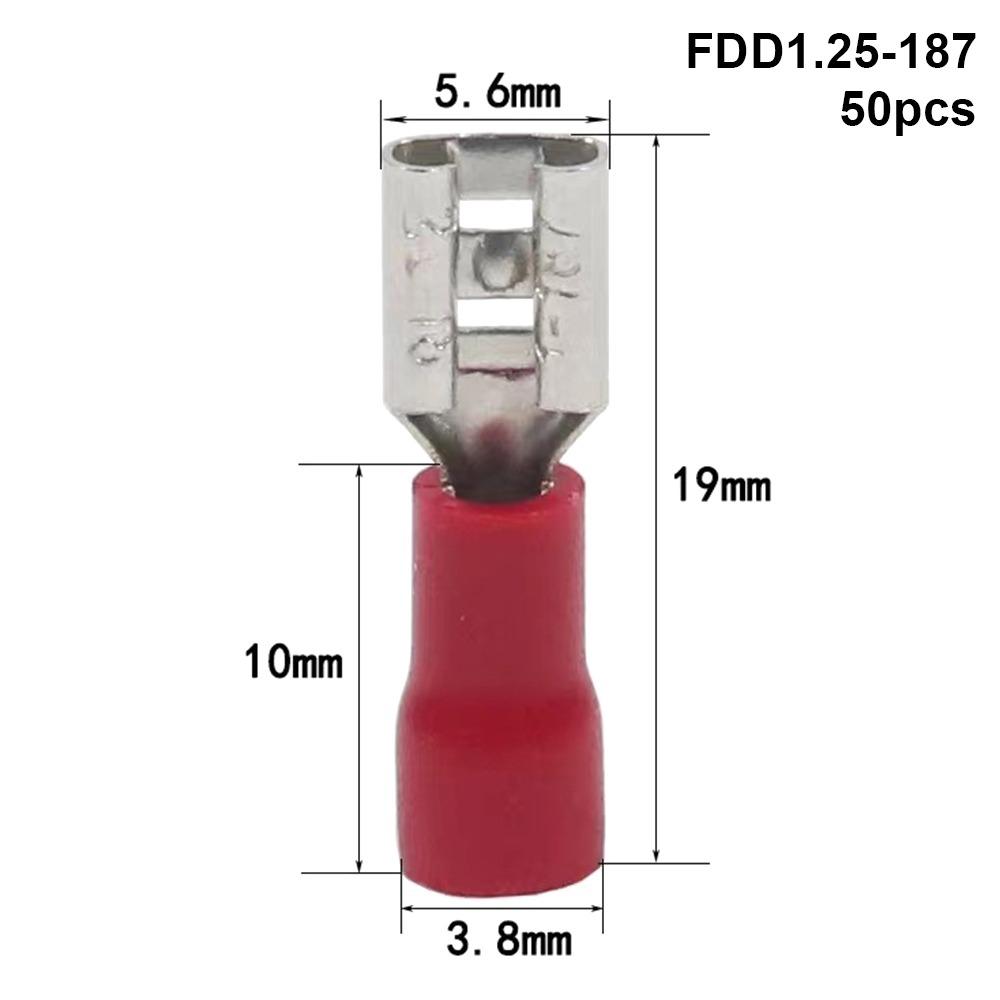 50Pcs 2.8/4.8/6.3mm Wire Connectors FDD/MDD1.25/2/5.5 Female/Male Electrical Crimp Terminal Insulated Spade Quick Disconnects