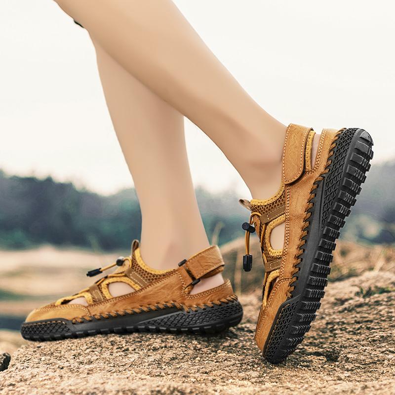 Fashion New Summer Breathable Men Sandals Fashion Roman Sandals Handmade Mesh Men Casual Shoes Platform Outdoor Men's Beach Sandals