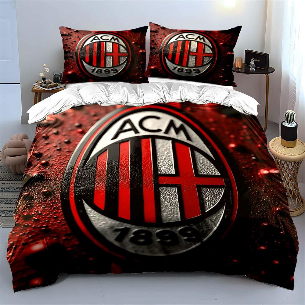 Set Biancheria da Letto Logo AC Milan Set Copripiumino Copripiumino Federe (1 * Copripiumino 2 * Federe, senza piumino)