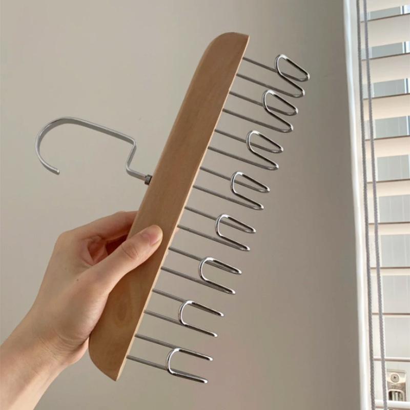 

Multifunctional high-quality 8-hook solid wood clothes hanger underwear vest wooden storage rack with hooks seamless drying rack