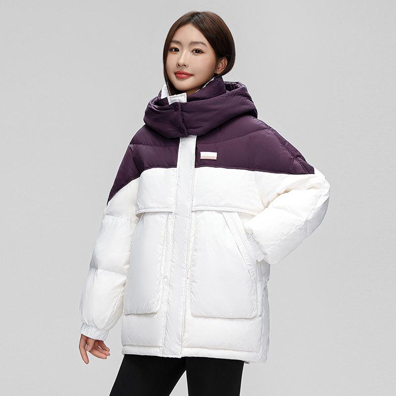 New national standard white duck down color matching down jacket women's new thickened bread jacket small short winter coat