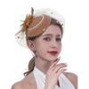 Vintage Style Pillbox Hat with Faux Pearls Mesh Feather Decor Hair Topper Headwear Weddings Events Hair Accessories