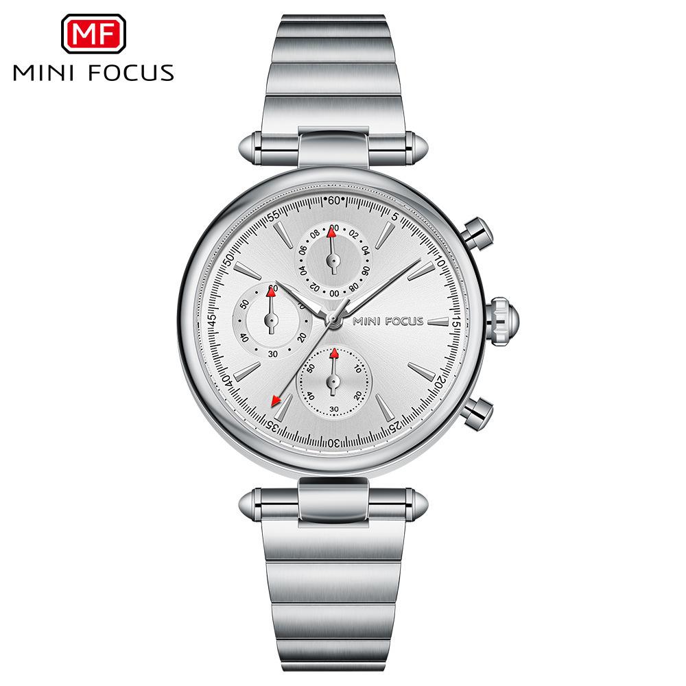 Minifocus Women S Watch, Fashion Casual Women S Watch Multifunctional Waterproof Quartz Watch Steel Belt Women S Watch 0494L