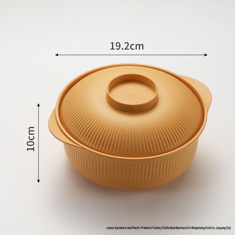 Vertical Stripe Clay Pot - Versatile Bowl for Rice, Bibimbap, Luosifen, Mala Tang, Instant Noodles, and Ramen.