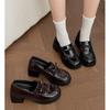Popular retro British style black thick heel small leather shoes women's 2025 new autumn skirt versatile loafer single shoes