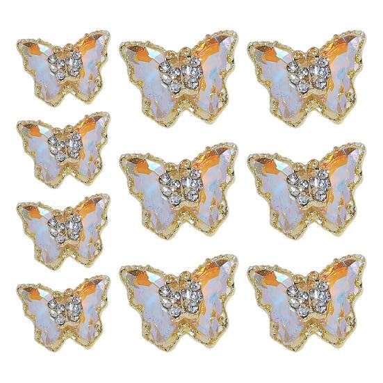 10ks Motýlí šperky na nehty Dvouvrstvé třpytivé drahokamy Poutavé ozdoby na nehty Dámské doplňky