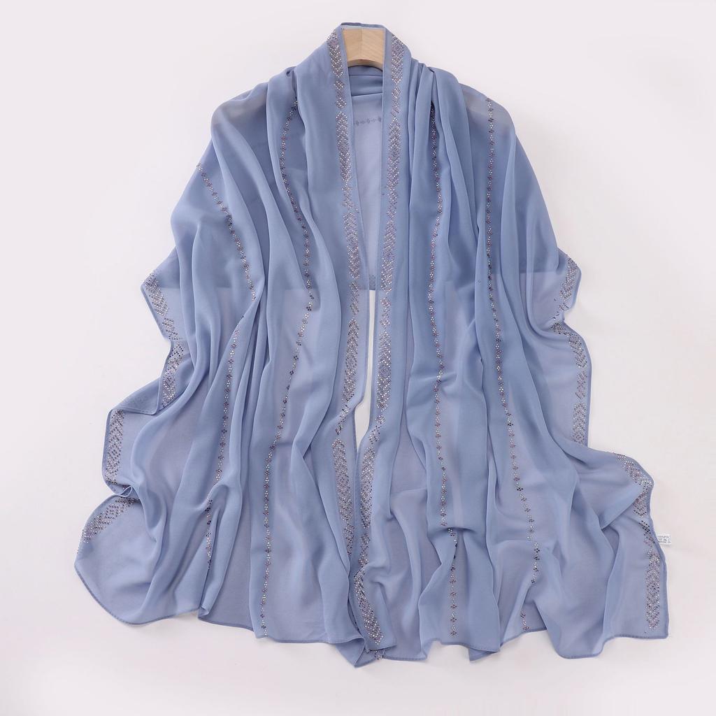 Diamond Pearl Chiffon Hijabs For Women Muslim Fashion Long Shawl Head Wrap For Women Turbans For Women Ramadan Turban Femme