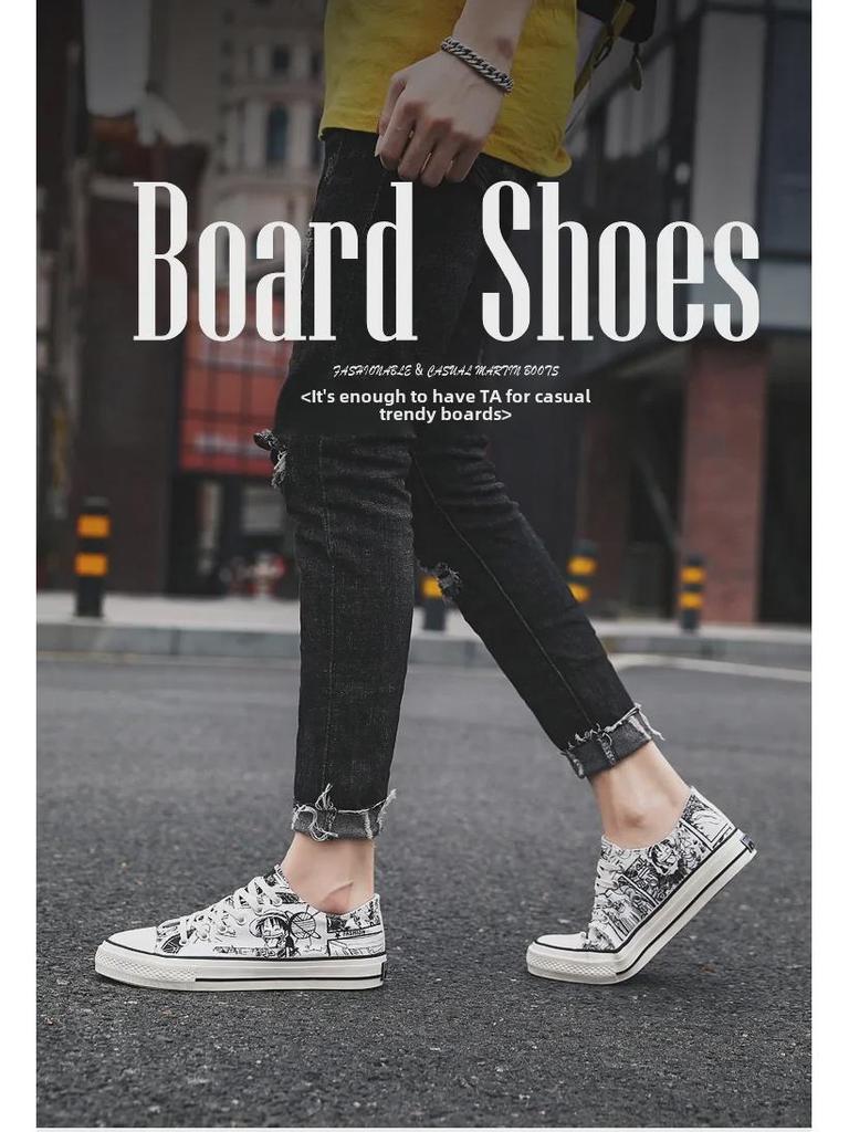 Herren Anime Graffiti High-Top Canvas Schuhe – Trendy Frühling & Herbst Casual Sneakers für Studenten