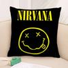 Band Smile-N-Nirvanaes-S Pillow Case Square Double‑Sided Print Cushion Case For Sofa Home Bedchamber Decor Gift