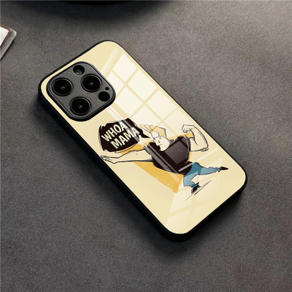 Johnny Bravo Anime Phone Case For 17 Pro Max IPhone 16 Pro 14 12 11 13 Mini X XR XS 15 Plus SE Glass Cover