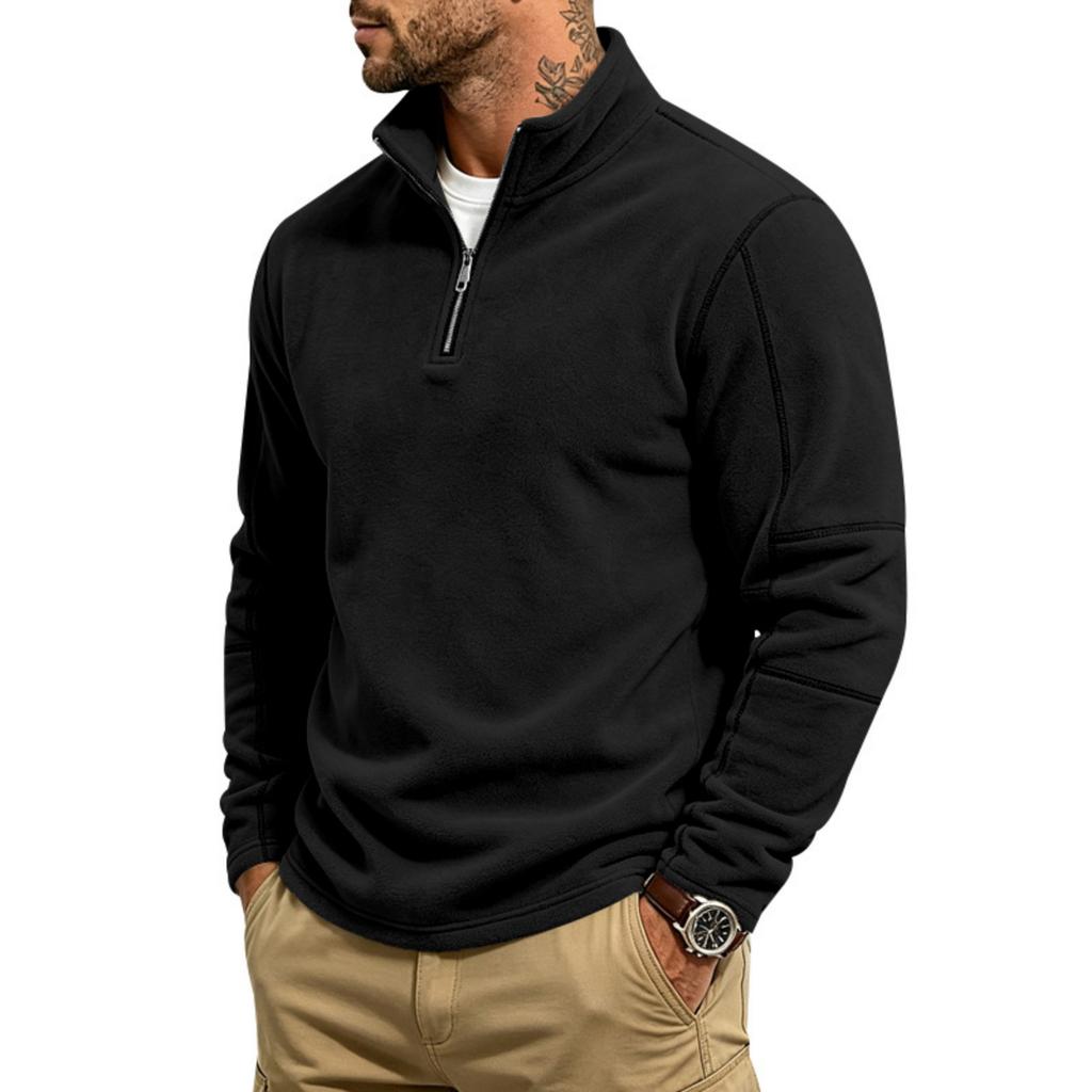 Men's Casual Zip Up Sweatshirt with Stand Collar, Loose Top