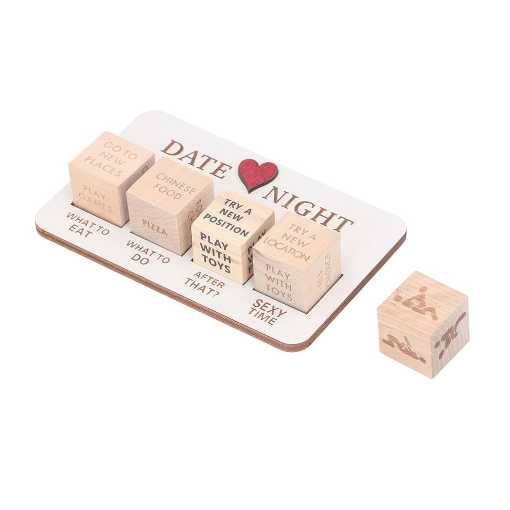 סט קוביות עץ קוביות לדייט לילי זוגי קוביות למשחק בלוקים עם שקית שרוך שחורה