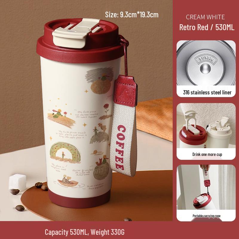 Malý princ 316 Nerezová ocel Izolovaný dětský hrnek se slámkou - Přenosná edice pro kávu a narozeninový dárek