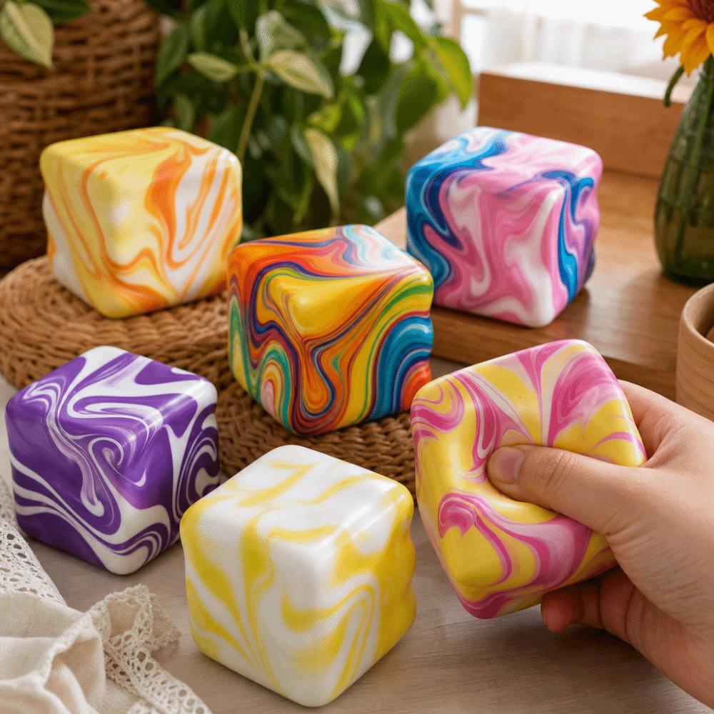 Super Soft Cheese Squeezed Cube 7cm Slow Rebound Fidget Toy Sensory Toy Squishy Toy Office