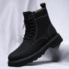 New 2024 Genuine Leather Mid Top Boots Men Thick Sole Classic Yellow/Black British Style Chelsea Boots High-top Men Lace Up Boot