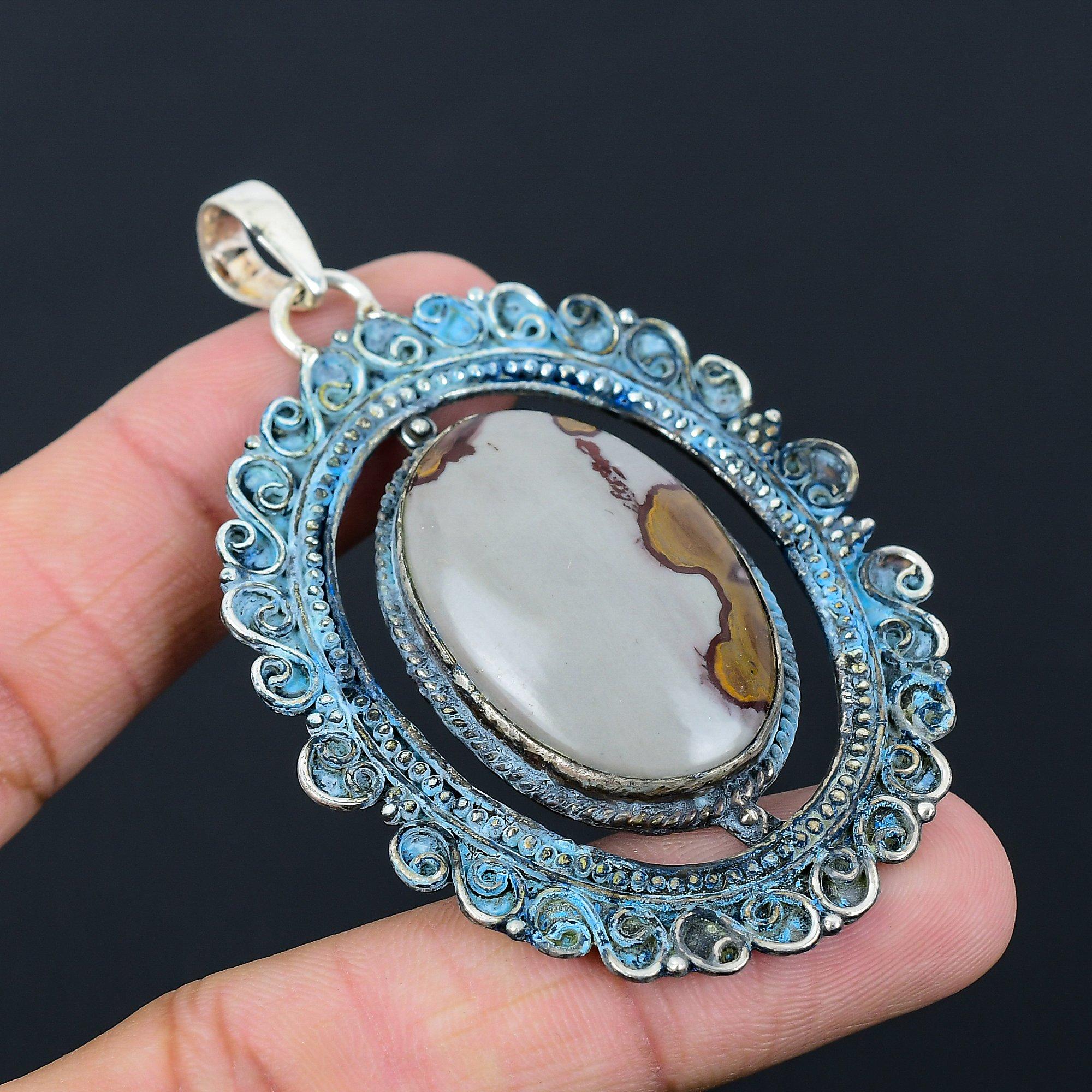 Sisters Day Sale Natural Coffee Bean Jasper Pendant Jewelry 925 Sterling Silver