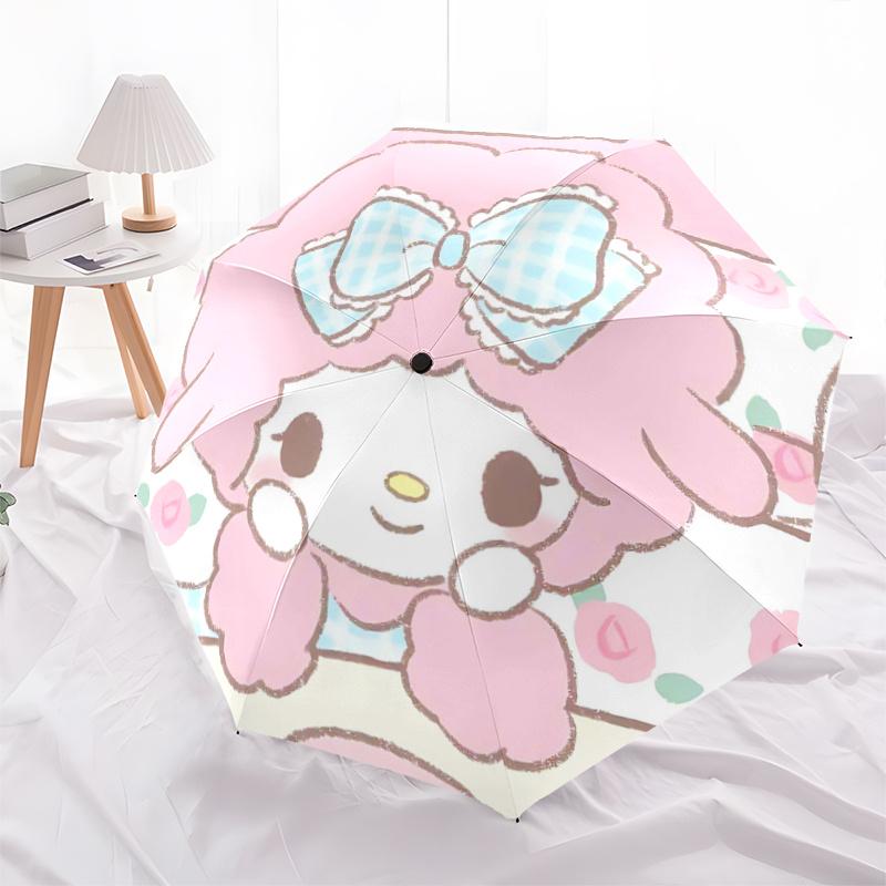 

1pc My Melody Automatic Opening/Closing Umbrella with Cute Bow Design - Portable Folding Design, 8-Bone Iron Frame, Outdoor Use, Ideal Gift for Fans,