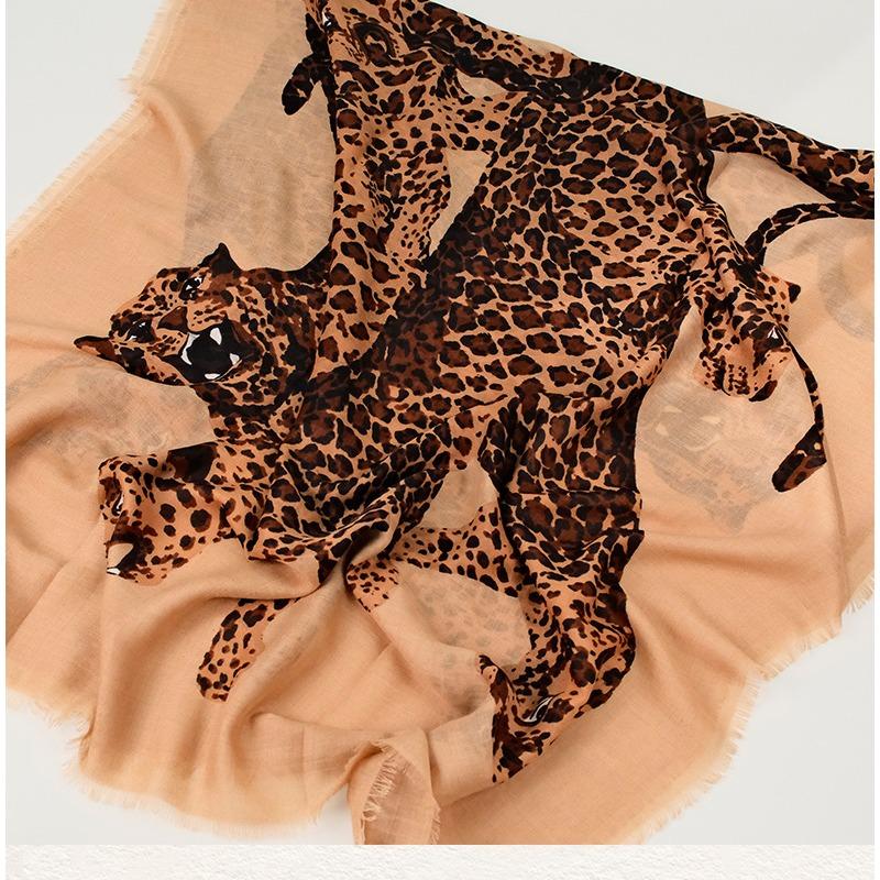 Vintage Leopard Print Scarf Women S Luxury Shawl For Spring Autumn